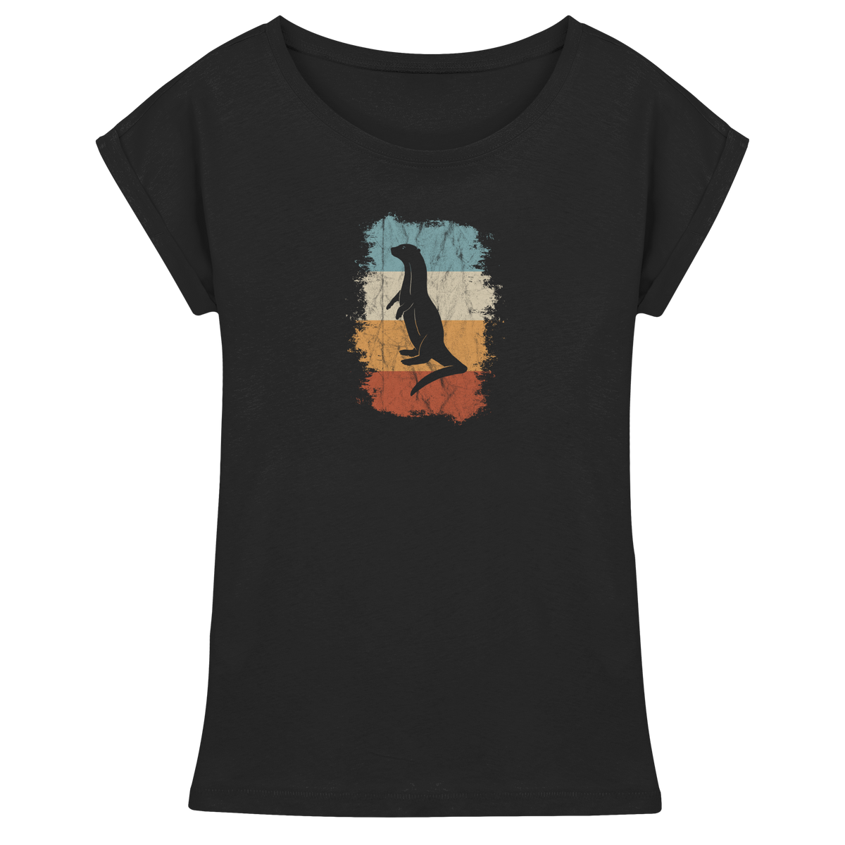 Retro Otter Fischotter Silhouette - Womens Extended Shoulder T-Shirt
