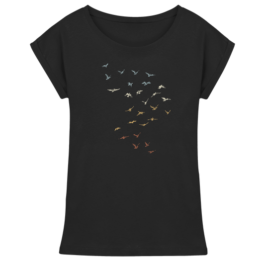 Retro Vogel Schwarm - Womens Extended Shoulder T-Shirt
