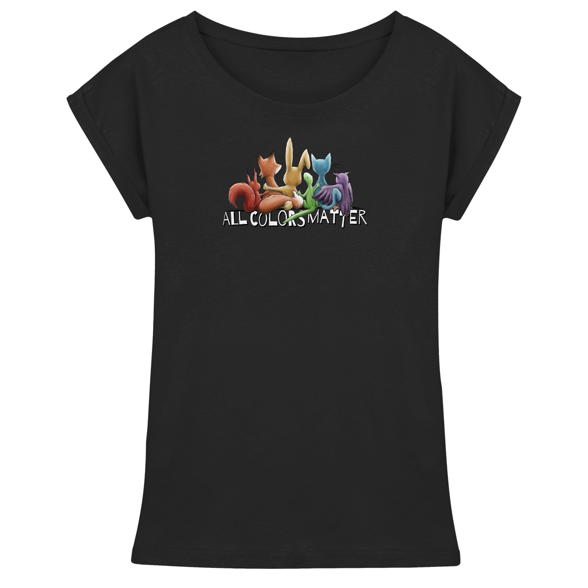 All Colors Matter! Regenbogen Tiere für Vielfalt - Womens Extended Shoulder T-Shirt
