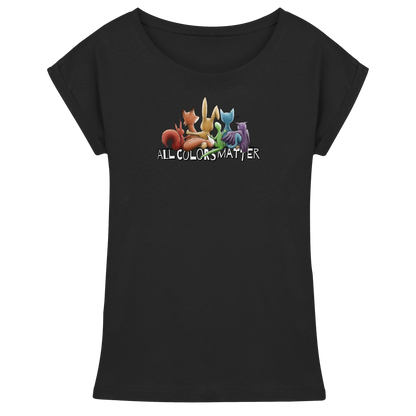 All Colors Matter! Regenbogen Tiere für Vielfalt - Womens Extended Shoulder T-Shirt