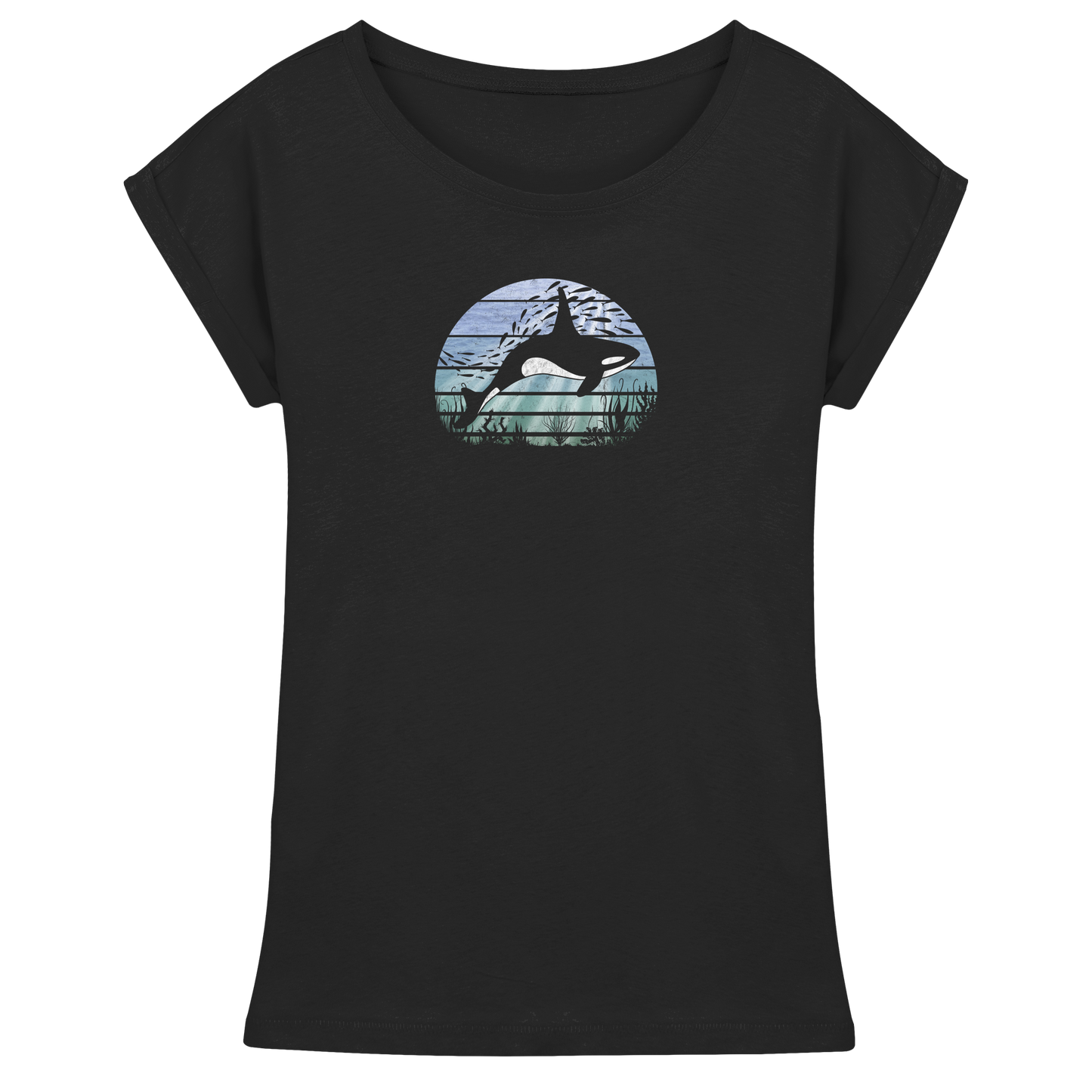 Retro Tiefsee Schwertwal Orca - Womens Extended Shoulder T-Shirt