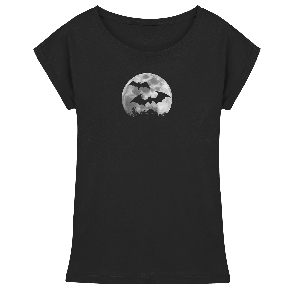 Fledermaus Silhouetten bei Vollmond - Womens Extended Shoulder T-Shirt