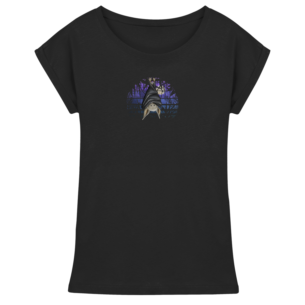Fledermaus in blauer Nacht - Womens Extended Shoulder T-Shirt