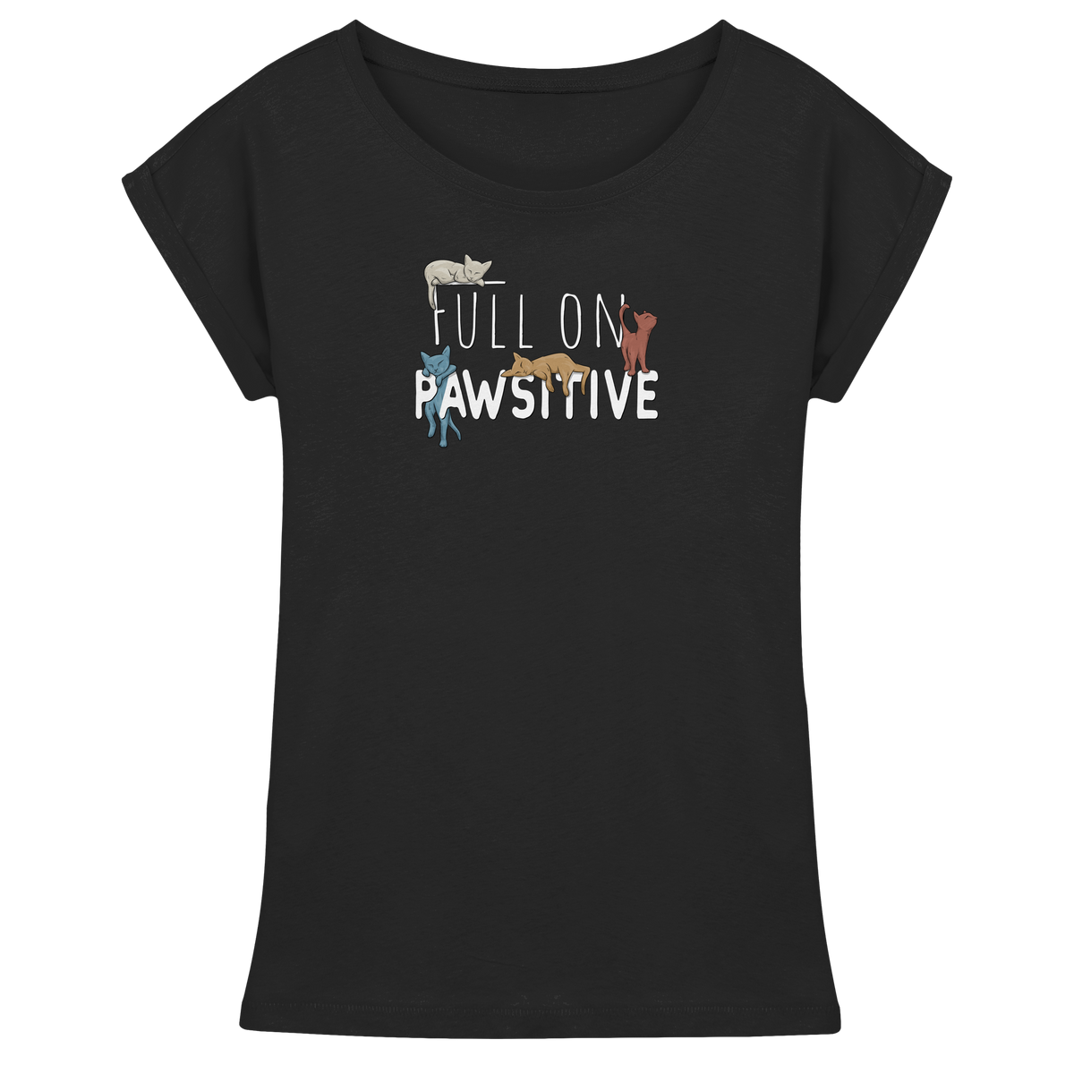 Full On Pawsitive! Gechillte Katzen - Womens Extended Shoulder T-Shirt