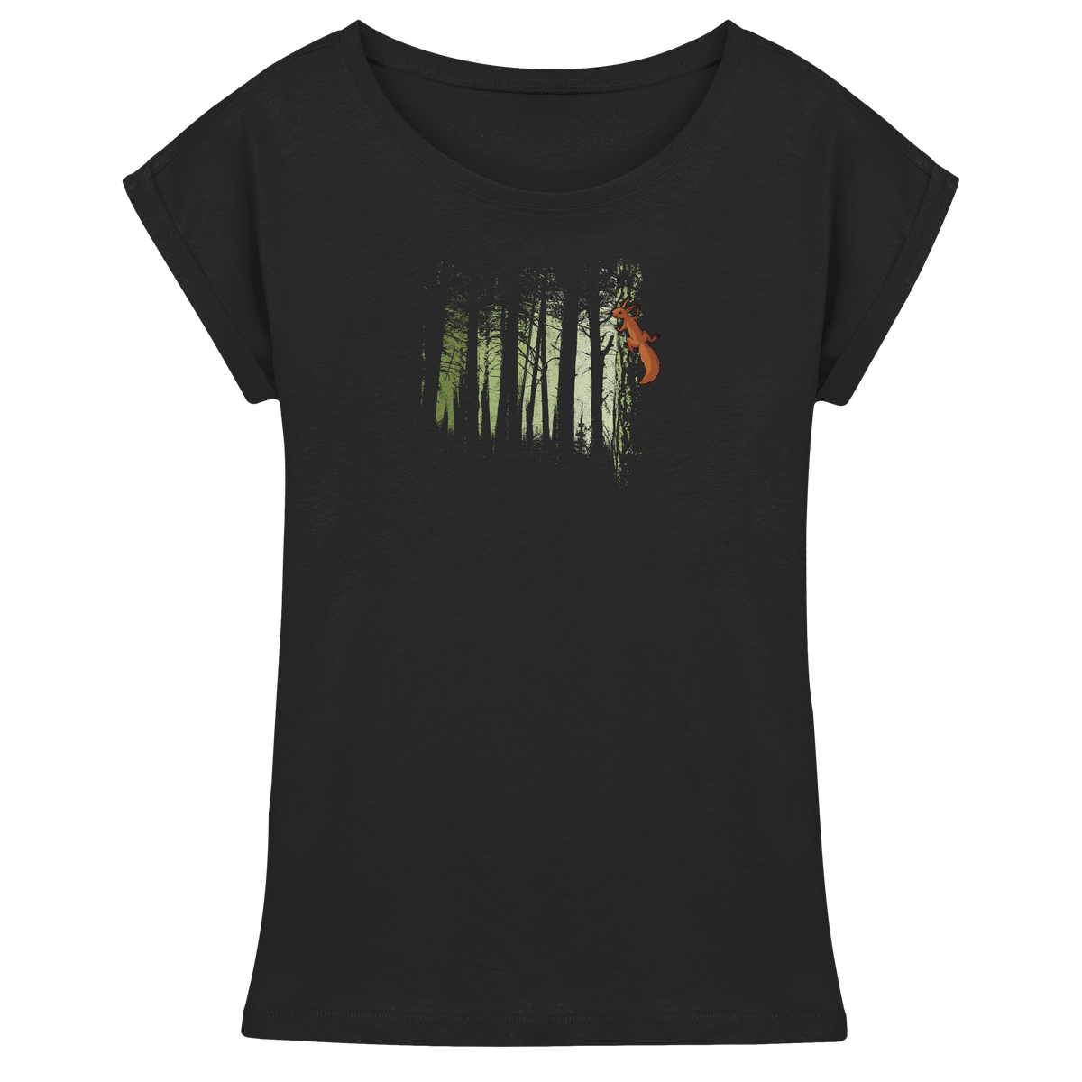 Eichhörnchen im Zwielicht-Wald - Womens Extended Shoulder T-Shirt