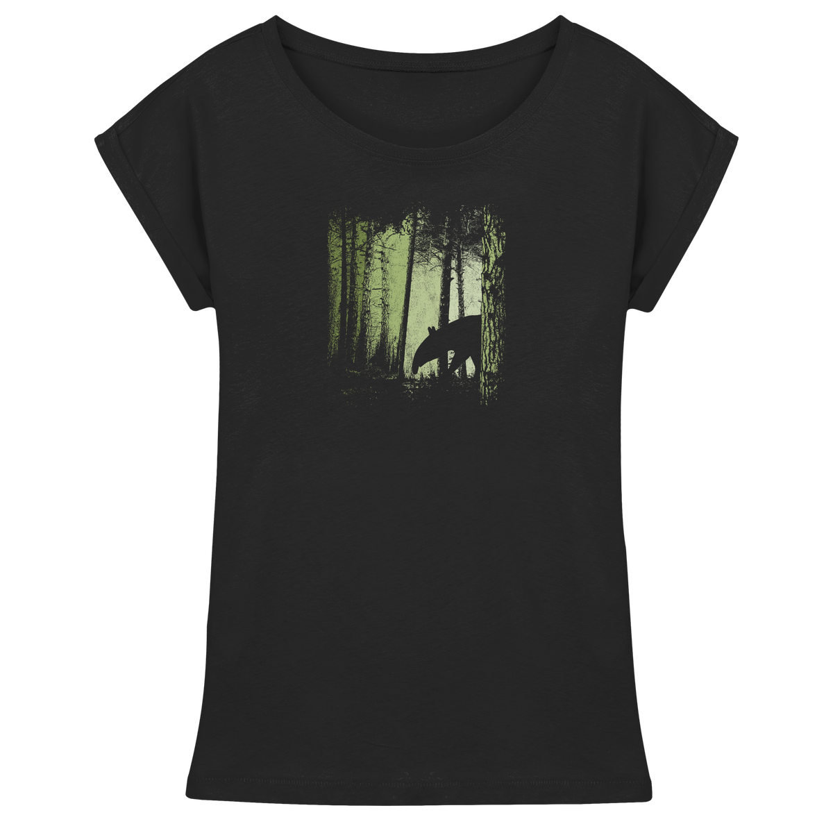 Lässiger Tapir im Zwielicht Wald - Womens Extended Shoulder T-Shirt