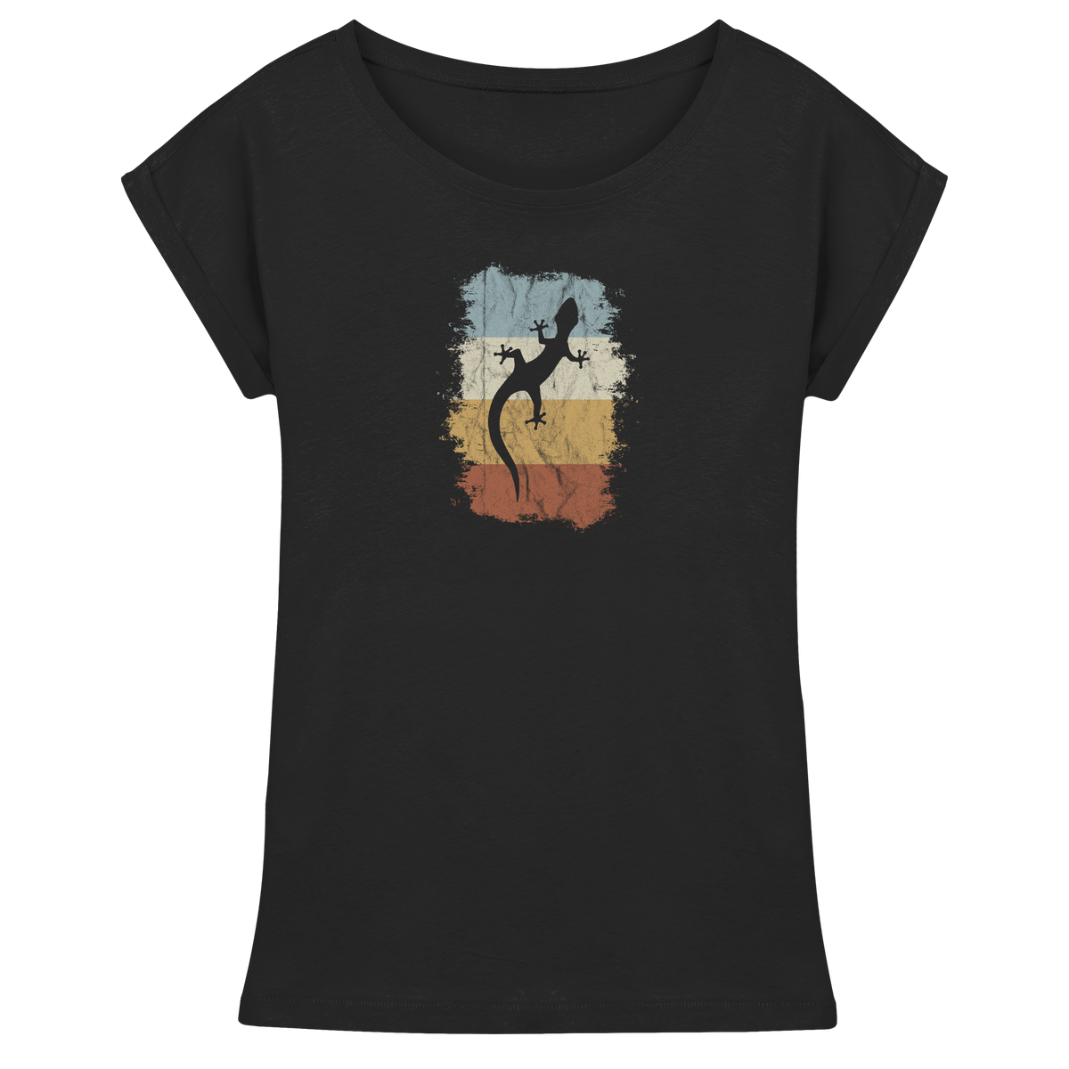 Retro Gecko Salamander Silhouette - Womens Extended Shoulder T-Shirt