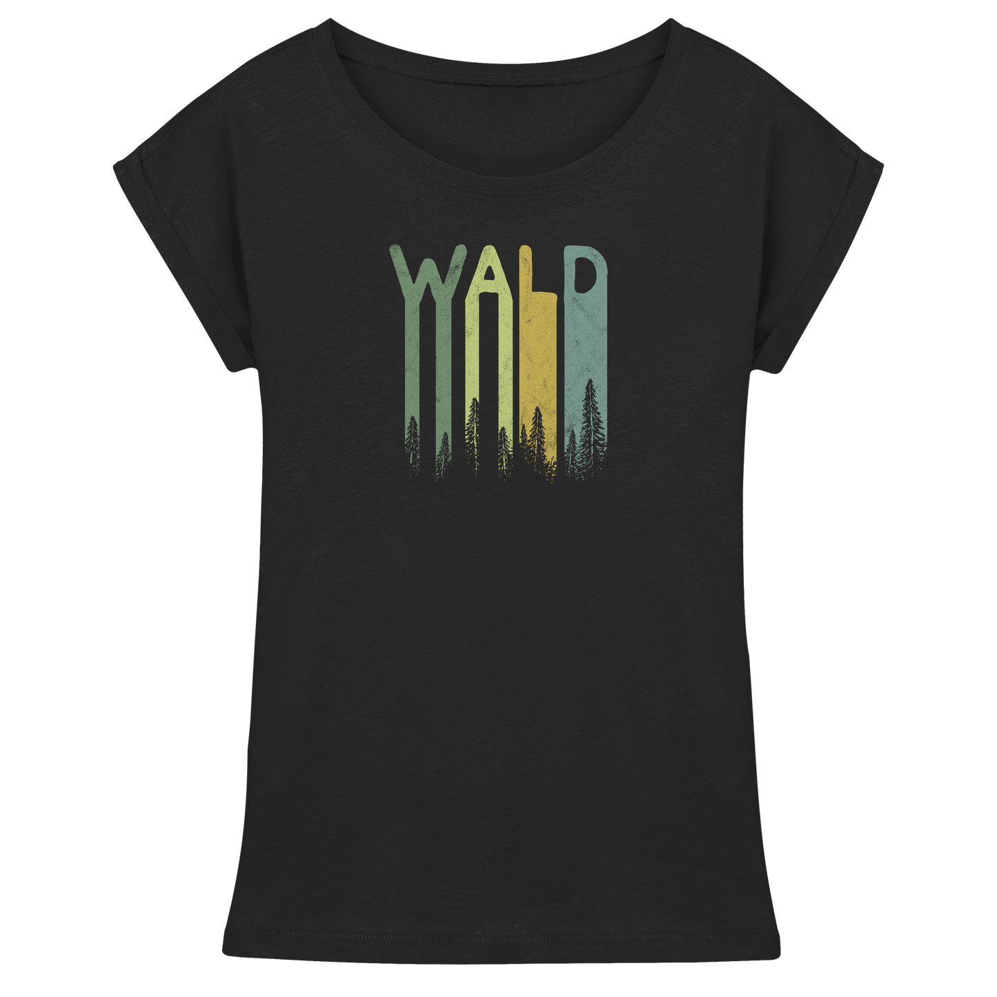 Wald Retro Forst Schriftzug - Womens Extended Shoulder T-Shirt