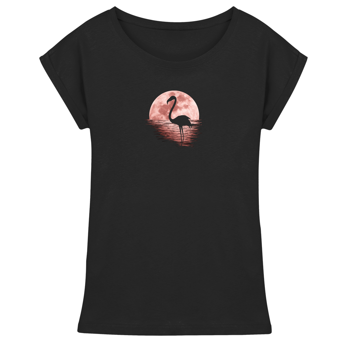 Rosa Vollmond Flamingo - Womens Extended Shoulder T-Shirt