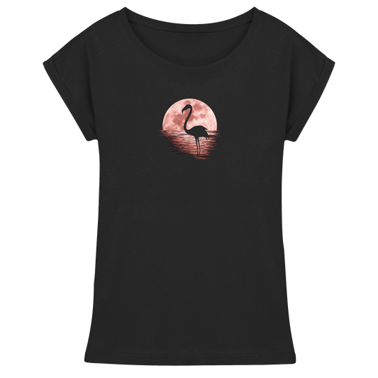 Rosa Vollmond Flamingo - Womens Extended Shoulder T-Shirt