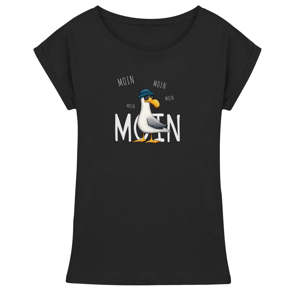 Moin Moin Lässige Hipster Möwe  - Womens Extended Shoulder T-Shirt