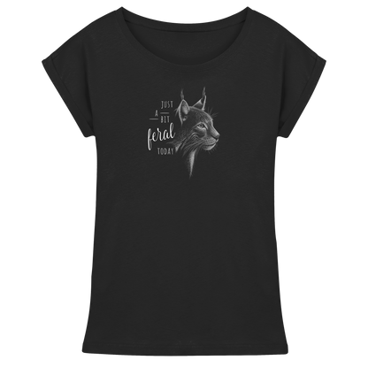 Just A Bit Feral Today! Wildkatze - Womens Extended Shoulder T-Shirt