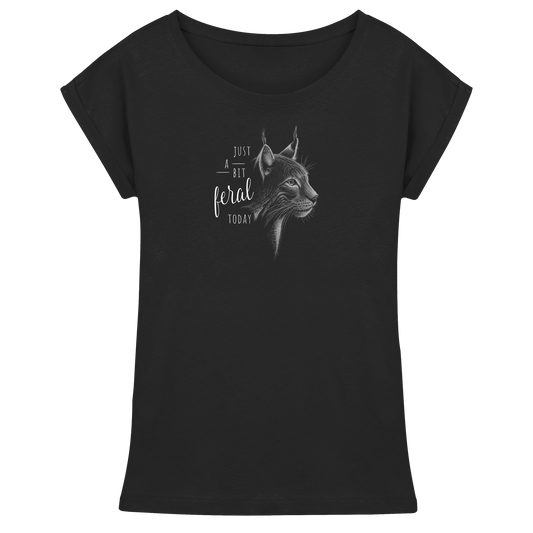 Just A Bit Feral Today! Wildkatze - Womens Extended Shoulder T-Shirt