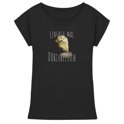 Einfach mal Durchbeissen Biber - Womens Extended Shoulder T-Shirt