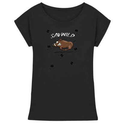 Sauwild wilde Sau | Wildschwein Keiler - Womens Extended Shoulder T-Shirt