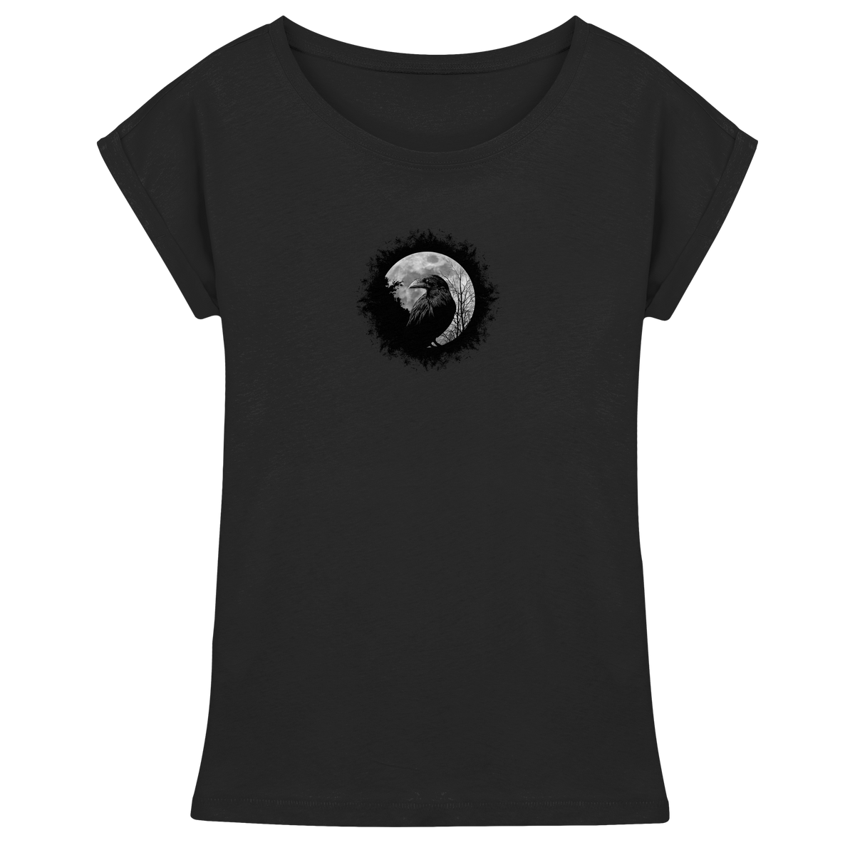 Schwarzer Rabe bei Vollmond  - Womens Extended Shoulder T-Shirt