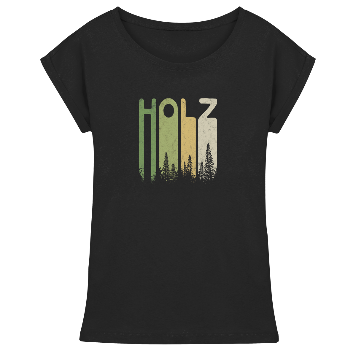Holz Retro Wald Schriftzug - Womens Extended Shoulder T-Shirt