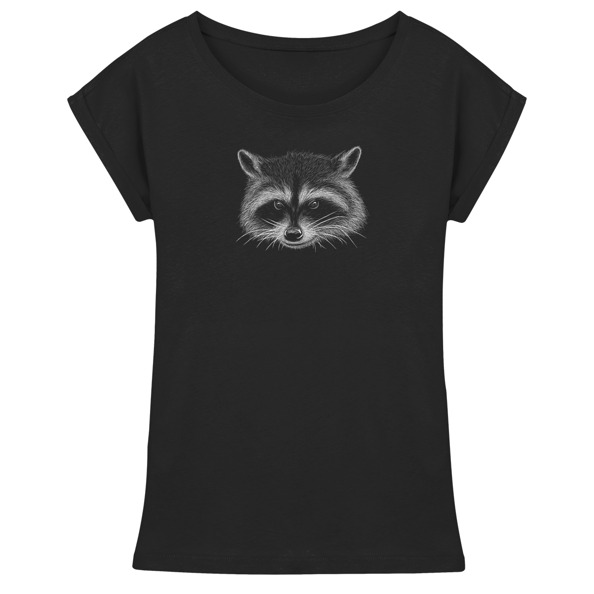 Waschbär Illustration Kritzelkunst - Womens Extended Shoulder T-Shirt