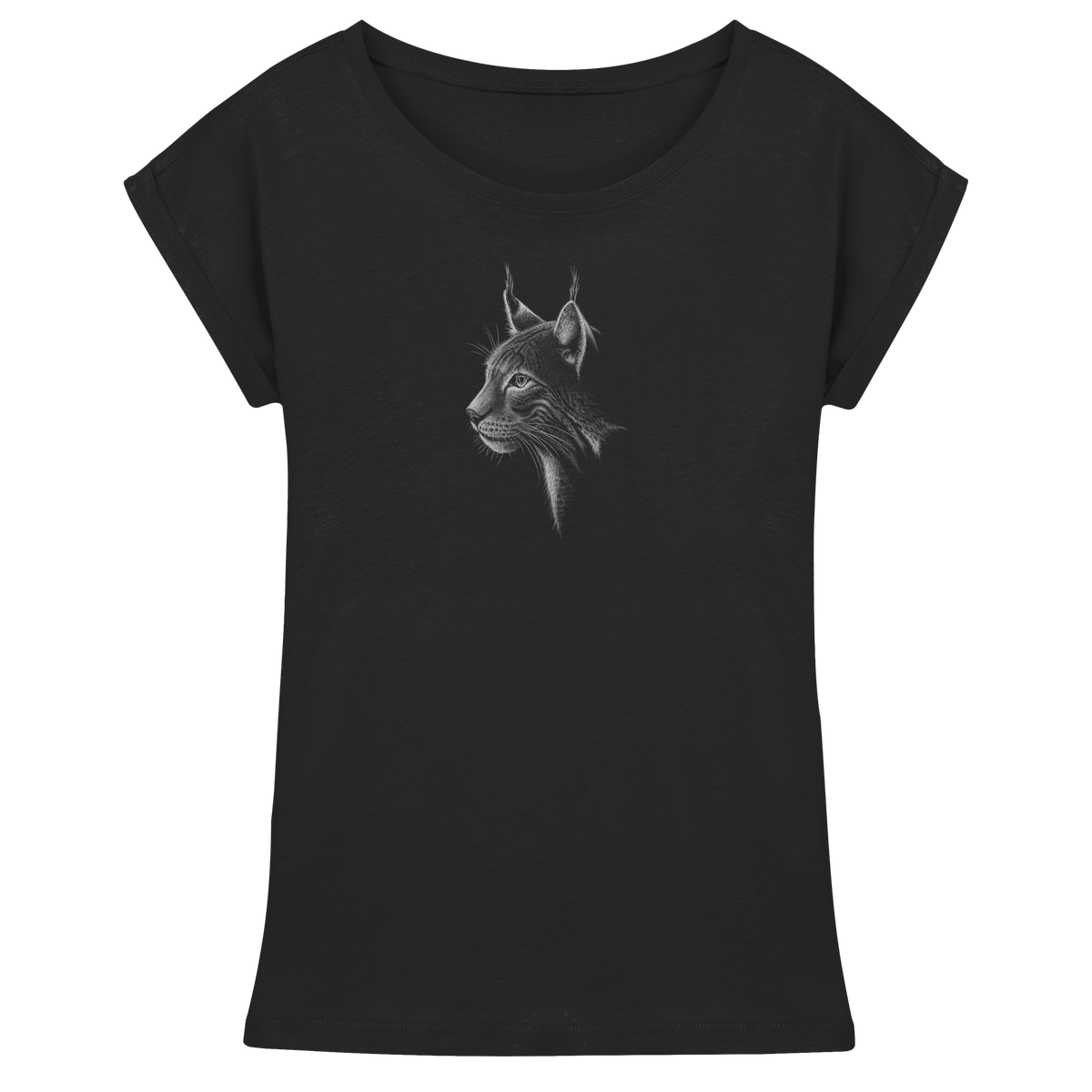 Luchs Kritzelkunst Wildkatze Illustration - Womens Extended Shoulder T-Shirt