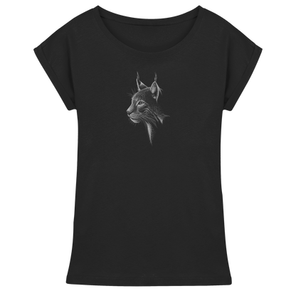 Luchs Kritzelkunst Wildkatze Illustration - Womens Extended Shoulder T-Shirt