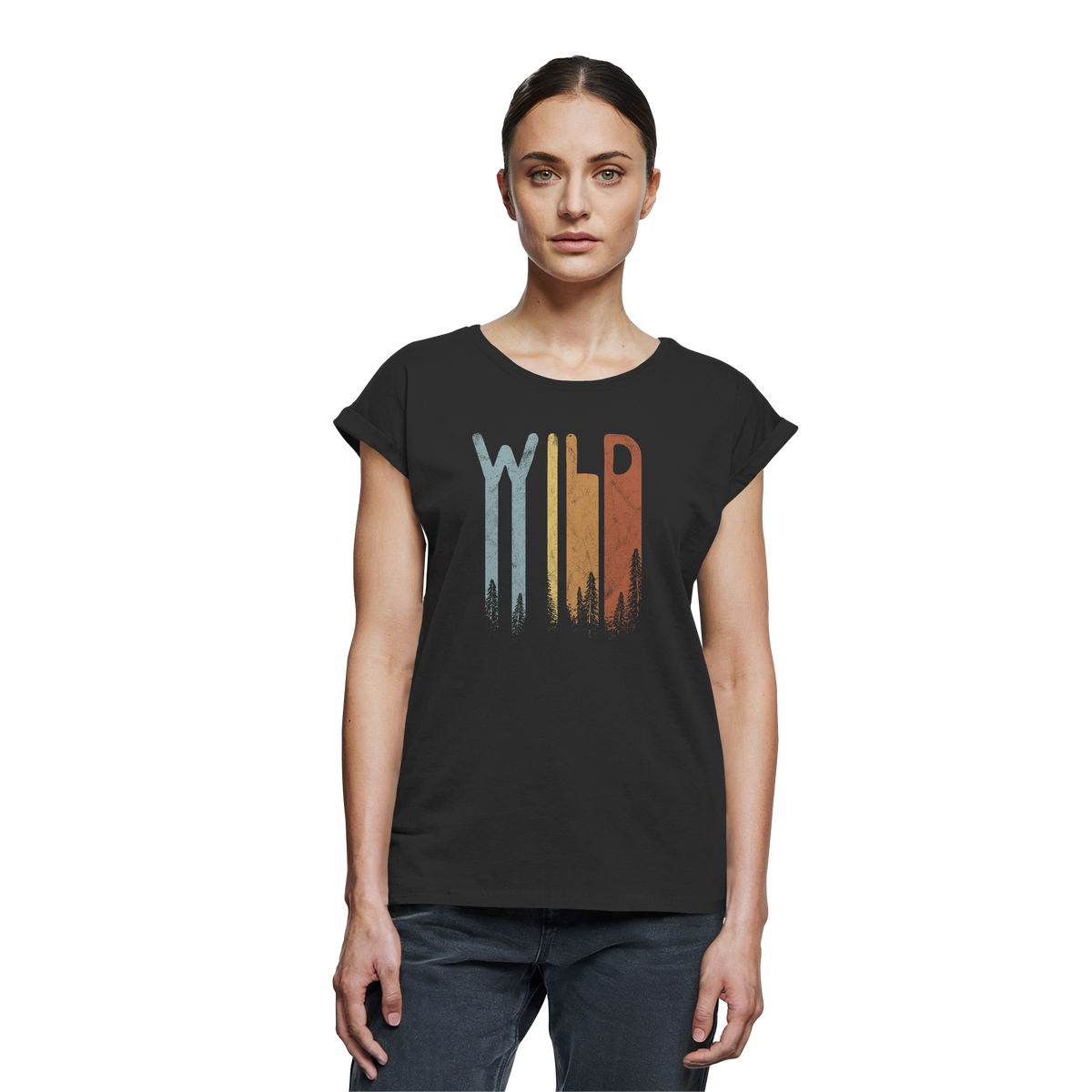 Wild Retro Schriftzug - Womens Extended Shoulder T-Shirt