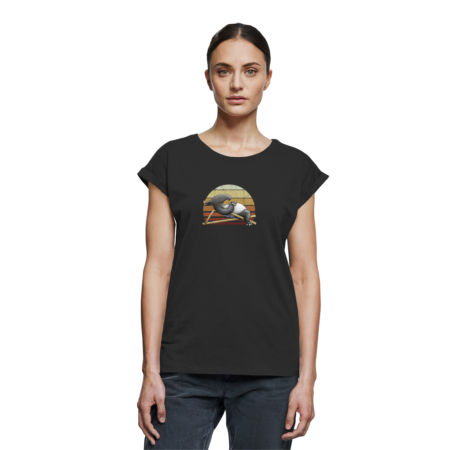Lässiger Retro Sundown Tapir - Womens Extended Shoulder T-Shirt