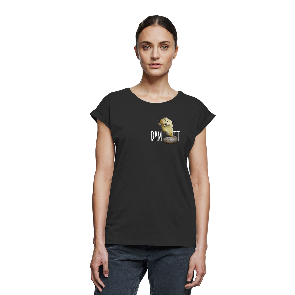 Dam It Verdammt Lustiger Biber - Womens Extended Shoulder T-Shirt