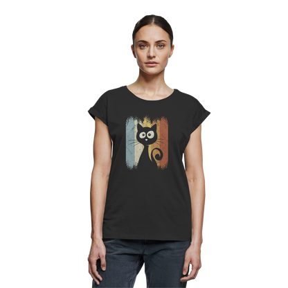 Retro Katze Silhouette - Womens Extended Shoulder T-Shirt