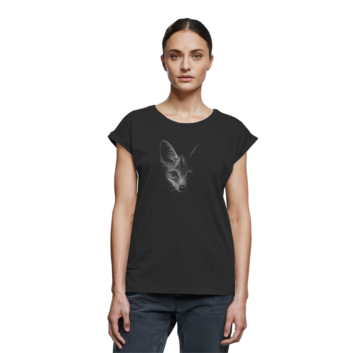 Fuchs Kritzelkunst Illustration - Womens Extended Shoulder T-Shirt
