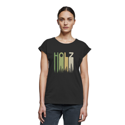 Holz Retro Wald Schriftzug - Womens Extended Shoulder T-Shirt