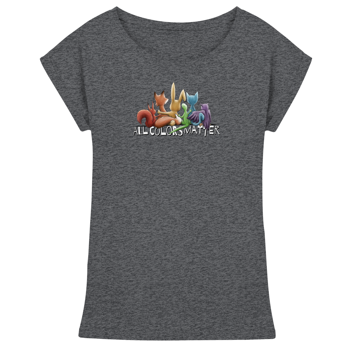 All Colors Matter! Regenbogen Tiere für Vielfalt - Womens Extended Shoulder T-Shirt