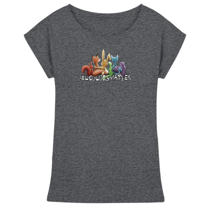 All Colors Matter! Regenbogen Tiere für Vielfalt - Womens Extended Shoulder T-Shirt