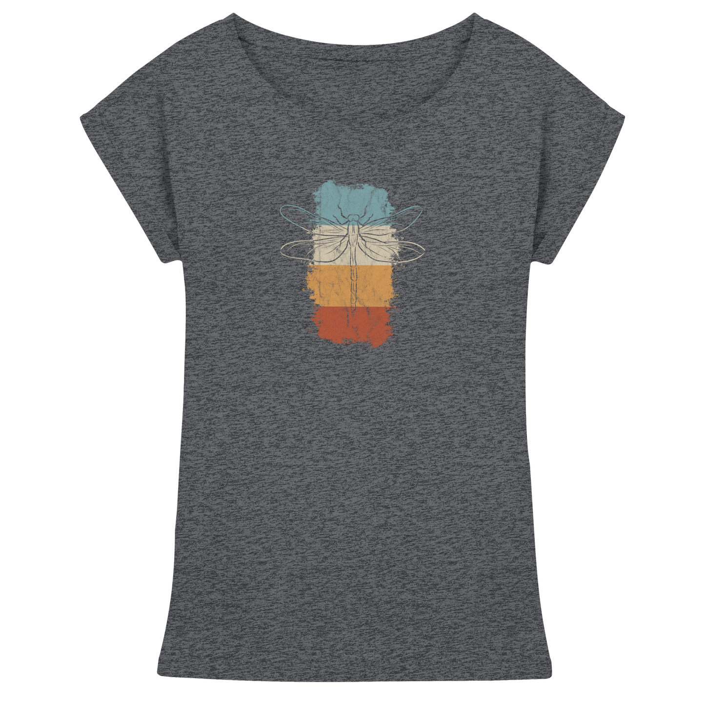 Retro Kunst Libelle | Vintage Dragonfly - Womens Extended Shoulder T-Shirt