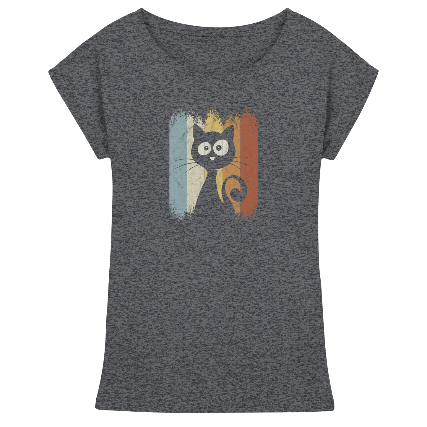 Retro Katze Silhouette - Womens Extended Shoulder T-Shirt