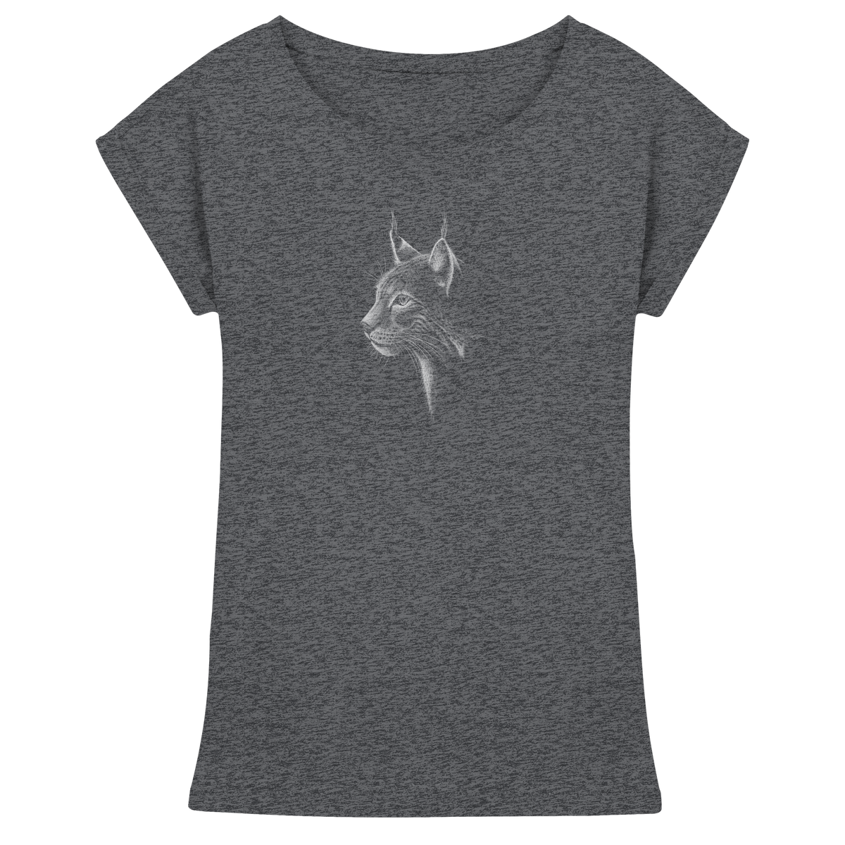 Luchs Kritzelkunst Wildkatze Illustration - Womens Extended Shoulder T-Shirt