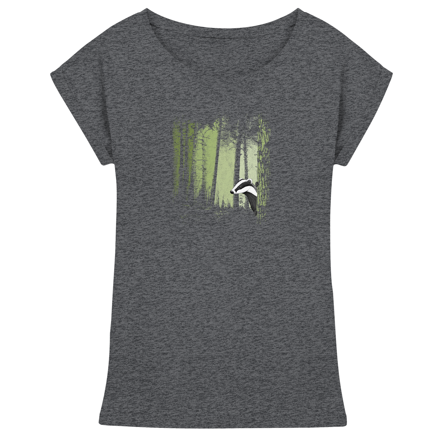 frecher Dachs im Zwielicht Wald - Womens Extended Shoulder T-Shirt