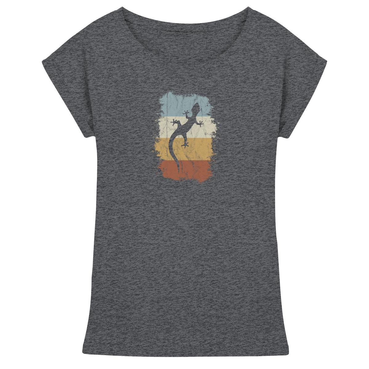 Retro Gecko Salamander Silhouette - Womens Extended Shoulder T-Shirt