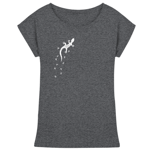 Gecko Eidechse Silhouette hell - Womens Extended Shoulder T-Shirt