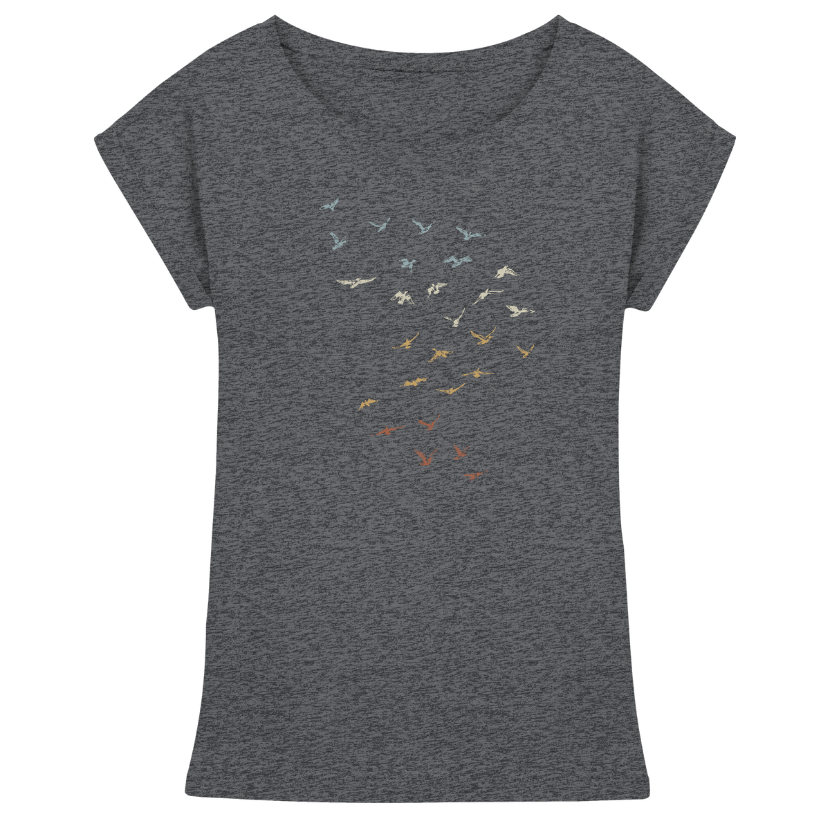 Retro Vogel Schwarm - Womens Extended Shoulder T-Shirt