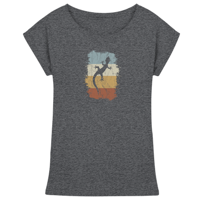 Retro Gecko Salamander Silhouette - Womens Extended Shoulder T-Shirt