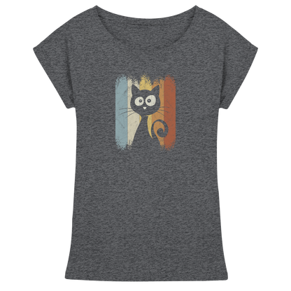 Retro Katze Silhouette - Womens Extended Shoulder T-Shirt