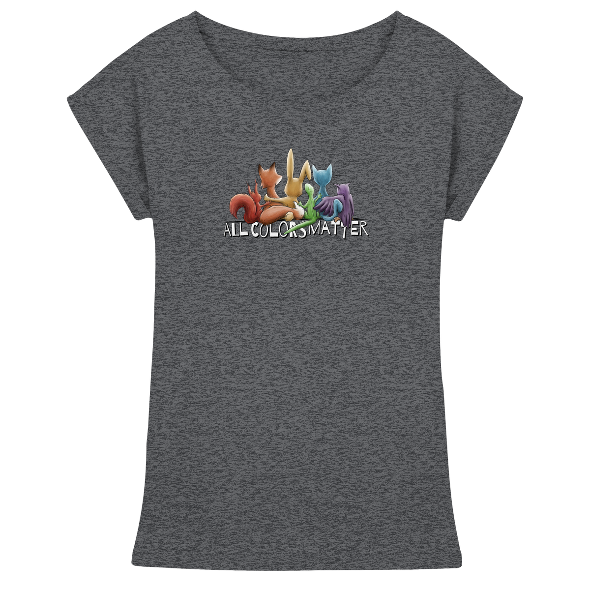 All Colors Matter! Regenbogen Tiere für Vielfalt - Womens Extended Shoulder T-Shirt