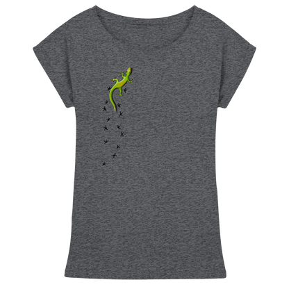 Kletternder Gecko mit Spuren - Womens Extended Shoulder T-Shirt