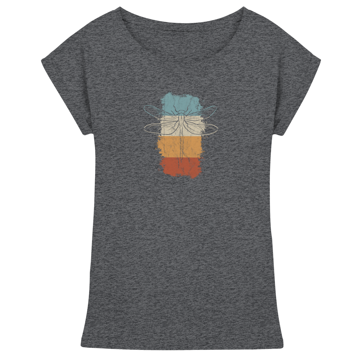 Retro Kunst Libelle | Vintage Dragonfly - Womens Extended Shoulder T-Shirt