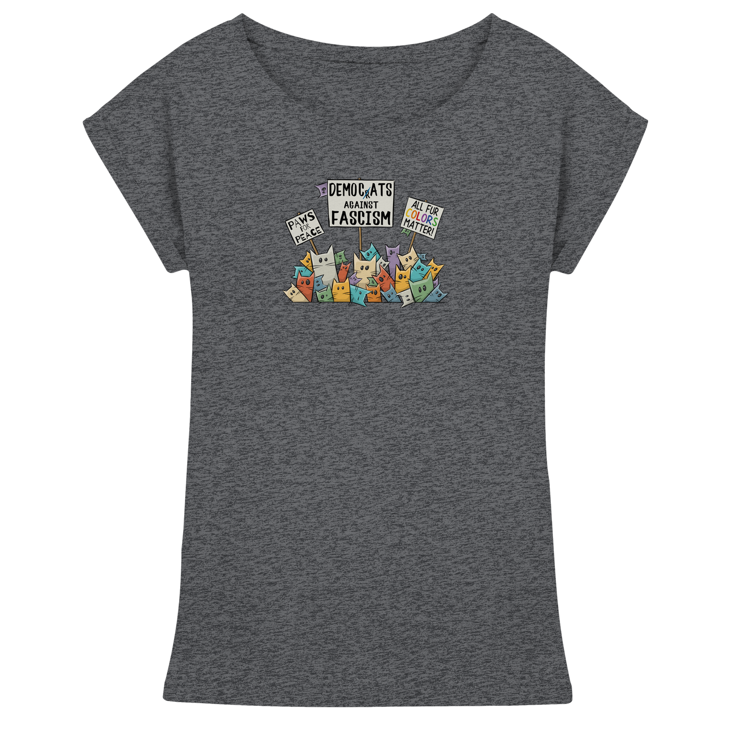 Demo-Katzen gegen Faschismus und für Vielfalt - Womens Extended Shoulder T-Shirt