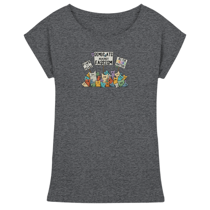 Demo-Katzen gegen Faschismus und für Vielfalt - Womens Extended Shoulder T-Shirt