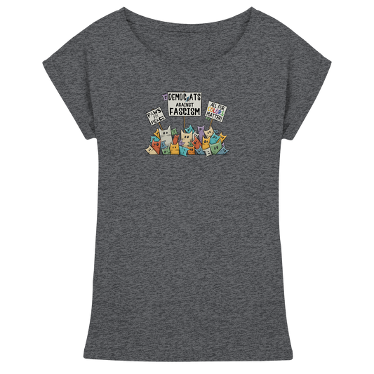 Demo-Katzen gegen Faschismus und für Vielfalt - Womens Extended Shoulder T-Shirt
