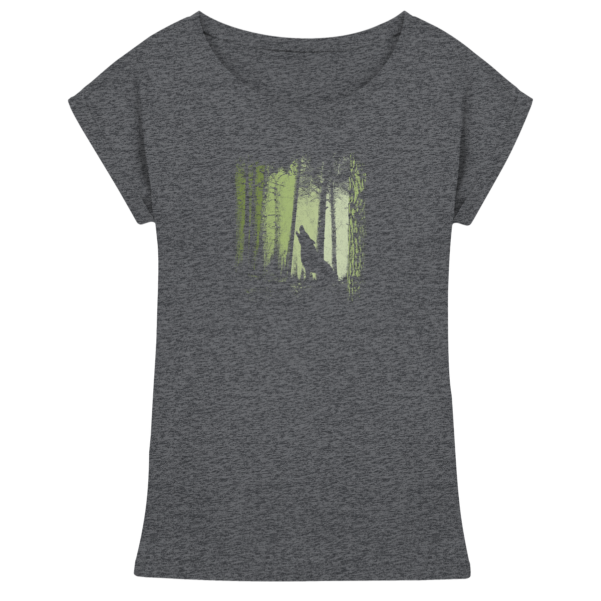 Einsamer Wolf im Zwielicht Wald  - Womens Extended Shoulder T-Shirt