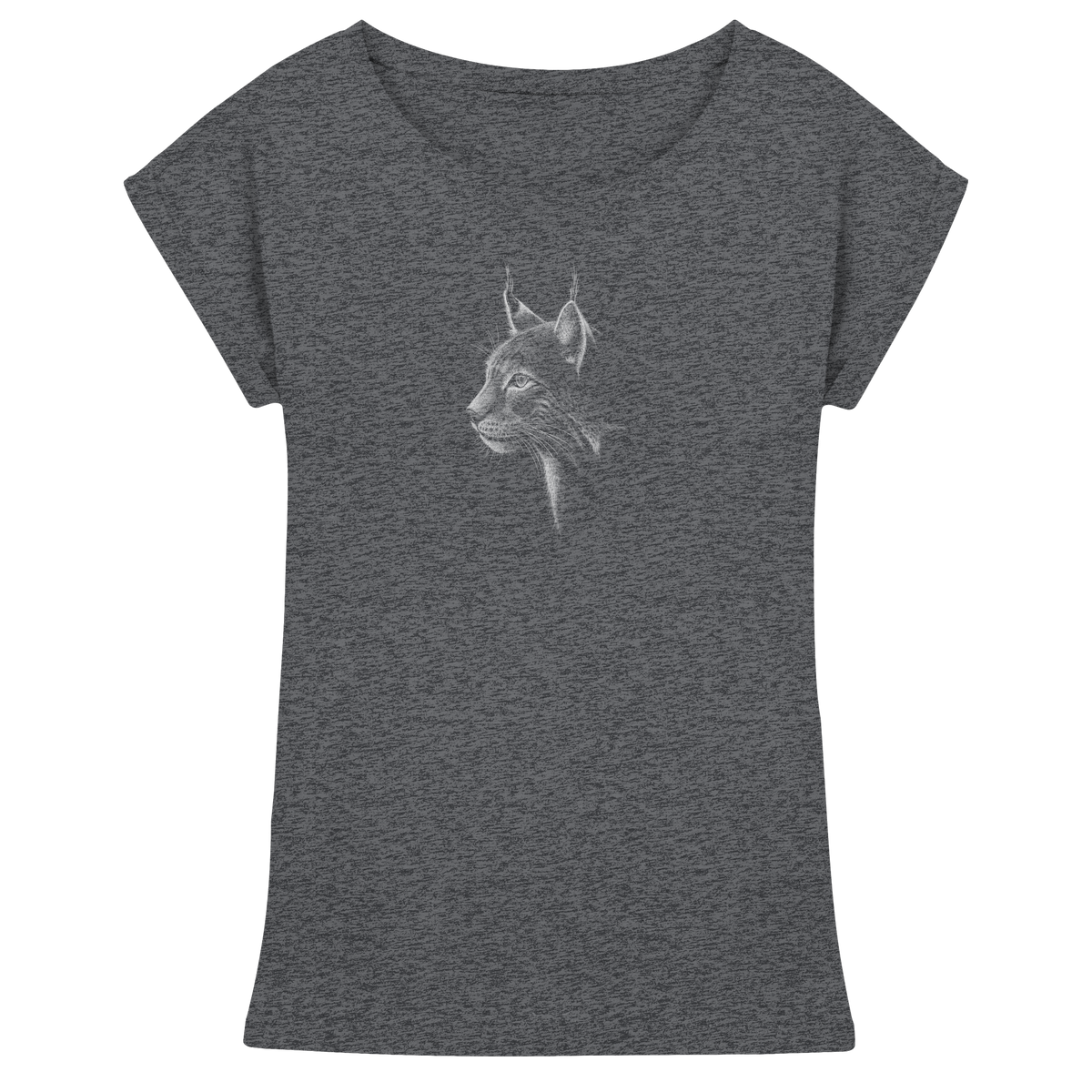 Luchs Kritzelkunst Wildkatze Illustration - Womens Extended Shoulder T-Shirt