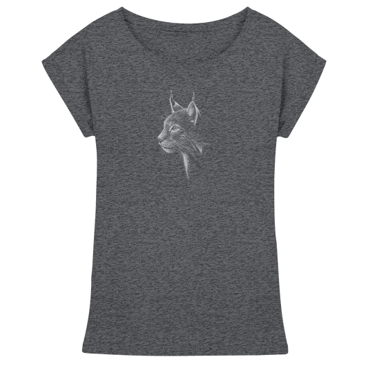 Luchs Kritzelkunst Wildkatze Illustration - Womens Extended Shoulder T-Shirt